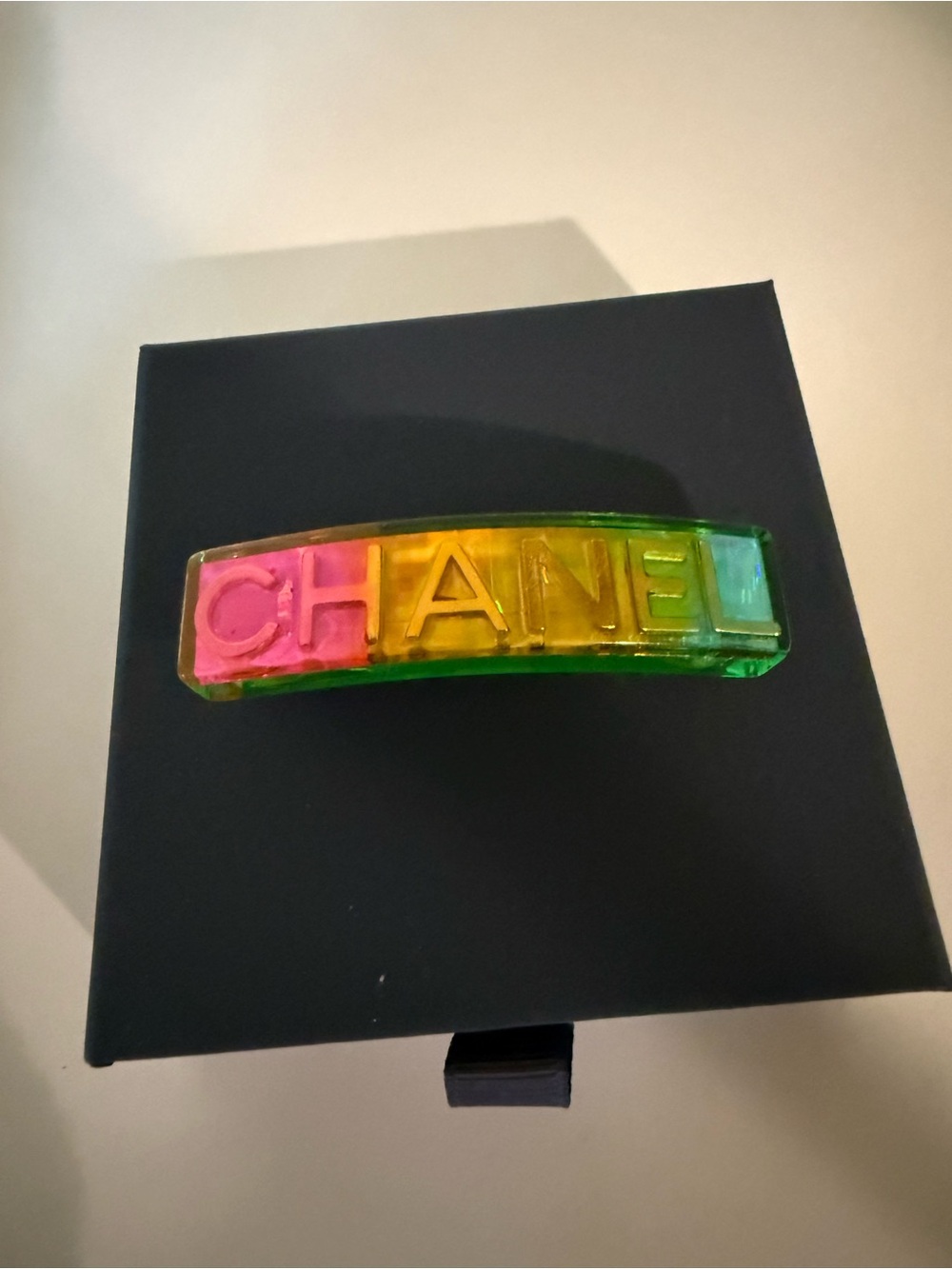 Vintage 1997 CHANEL 97P Multicolor Lucite Logo Hair Barrette – Made in France